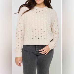 Spiritual Gangster Gemma Alpaca Cable Knit Sweater Size XL Color: White Sand EUC